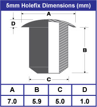Dimensions - Holefix caps for 5mm Shelf-Adjustment holes